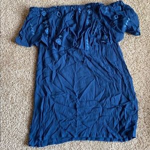 Blue Off-The-Shoulder Shirt